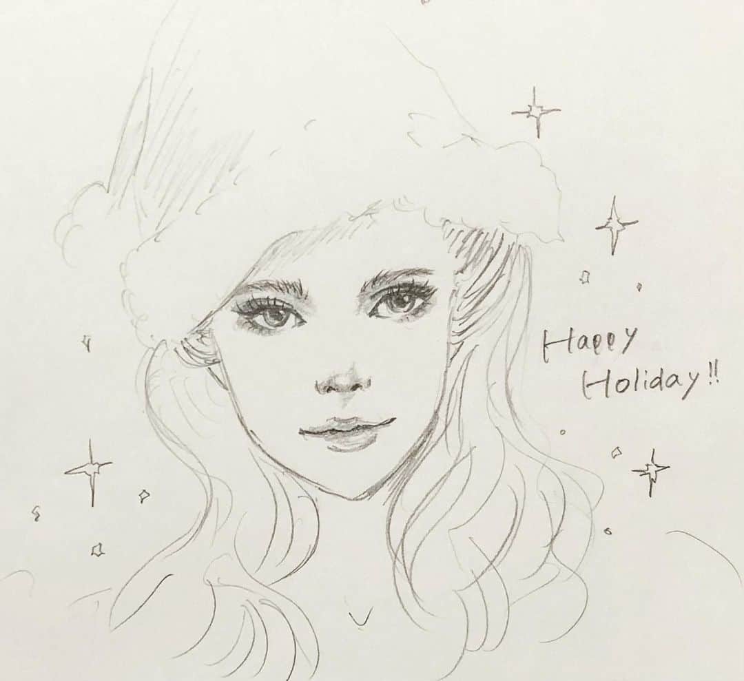 のインスタグラム：「How was your day?:-)  #happyholidays  #art #イラスト」