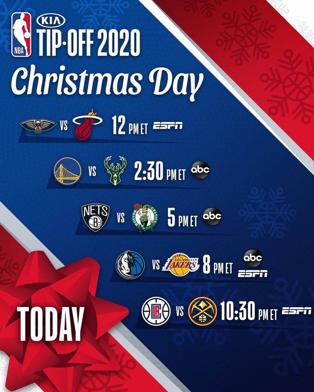 NBAさんのインスタグラム写真 - (NBAInstagram)「🏀🎄📺 Christmas Day is here! #NBAXmas」12月25日 22時09分 - nba