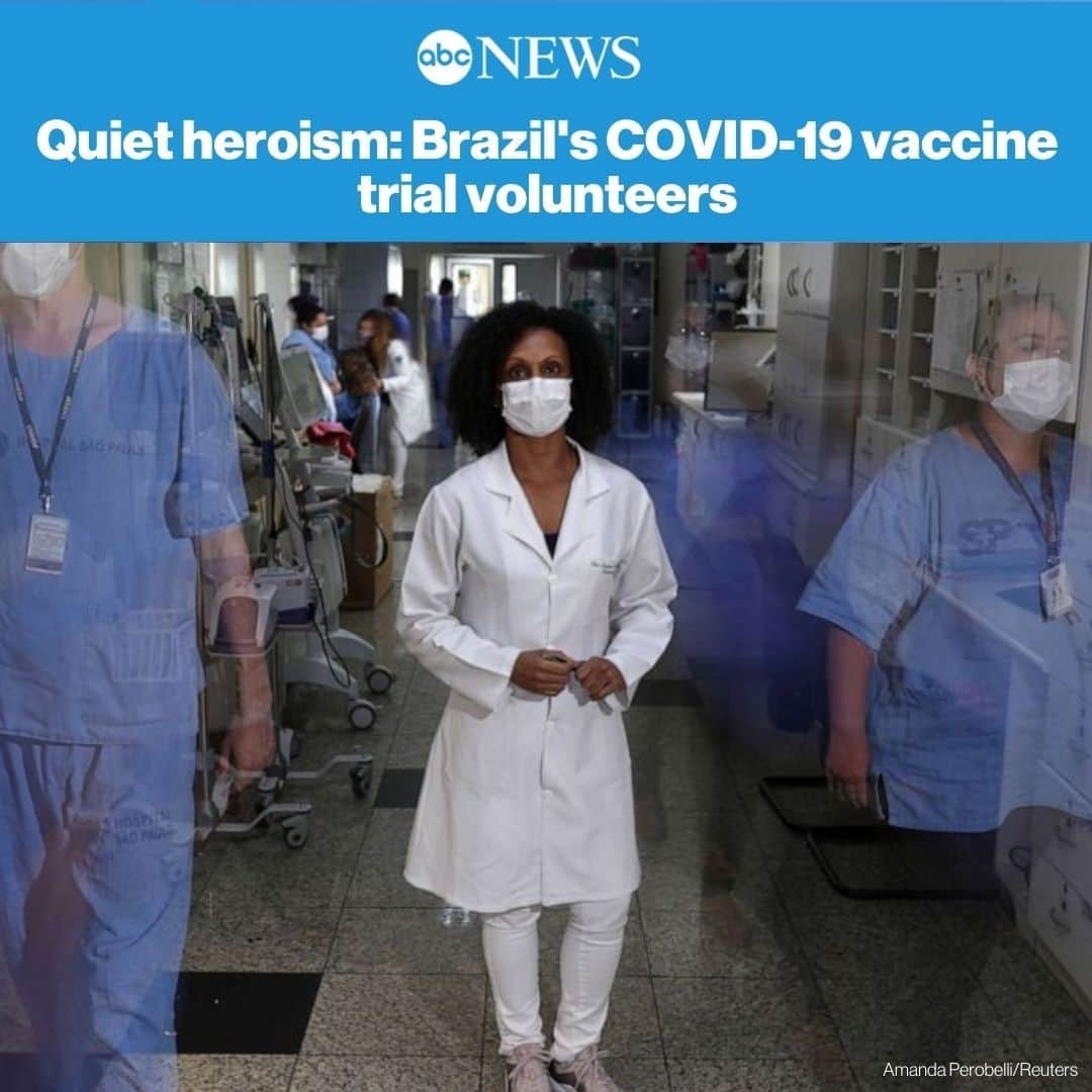 ABC Newsさんのインスタグラム写真 - (ABC NewsInstagram)「Quiet heroism: Brazil's COVID-19 vaccine trial volunteers. "When the vaccine trial came, I joined immediately." READ MORE AT LINK IN BIO.⁠」12月25日 22時45分 - abcnews