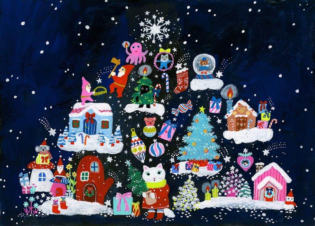 北岸由美さんのインスタグラム写真 - (北岸由美Instagram)「メリークリスマス  #yumikitagishi  #christmasillustration」12月26日 1時37分 - yumikitagishi