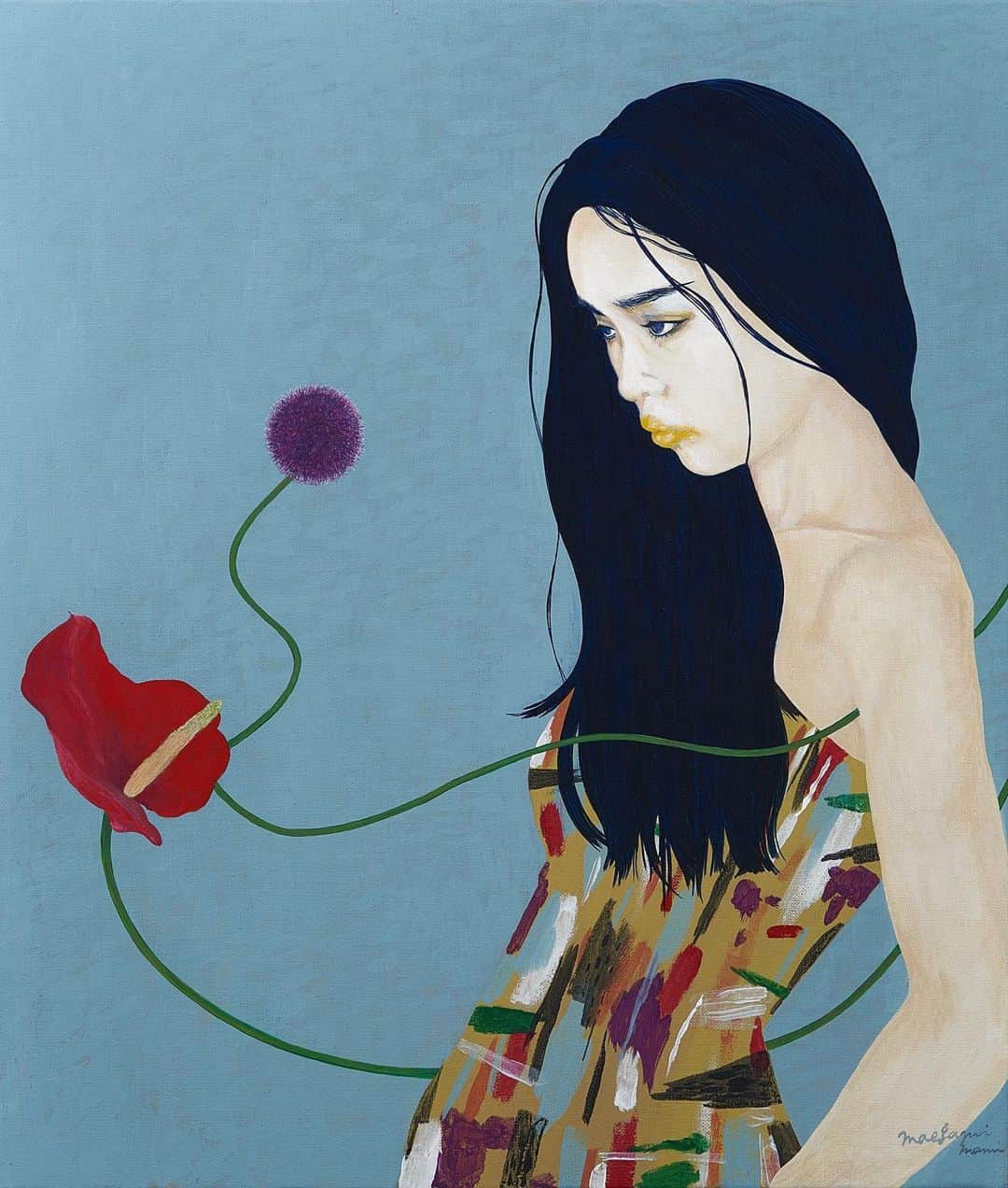 マエガミマミのインスタグラム：「exhibition "BREATH" 「勇敢な輪舞曲」 size: 530×455mm  #maegamimamiBREATH」