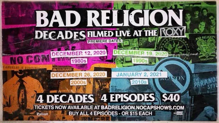Bad Religionのインスタグラム：「Saturday! Celebrating the ‘00s we will be in the live chat during the premiere! What was your AIM screen name? #BRDecades #BR40 link for tickets in bio」