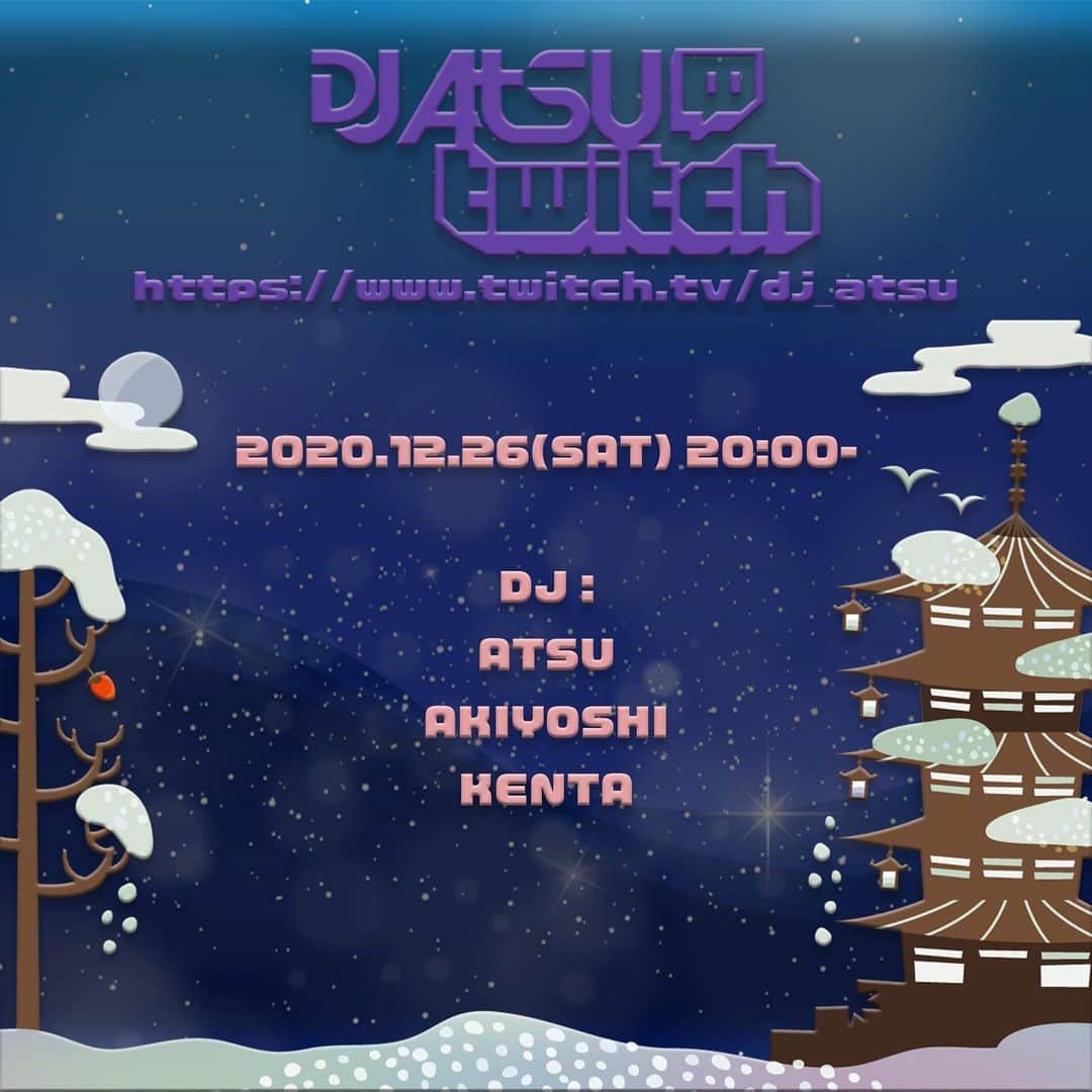 DJ ATSUのインスタグラム：「昨夜の「500min' LIVE on Twitch」ありがとうございました！﻿ 現在、疲労感バツグンですが…﻿ 今夜も20:00-楽しんじゃおうかとw﻿ ﻿ ﻿ 初登場のKENTA、お馴染みのアキヨシ書記長でお送りします‼︎﻿ 総重量200kgオーバーの2人を迎えての配信ということで、いつも以上に暑く(熱く)なるハズww﻿ ﻿ フォローやコメント、サブスク、ご支援などなどお待ちしております☆﻿ ﻿ #Twitch #TwitchJP﻿ https://twitch.tv/dj_atsu」