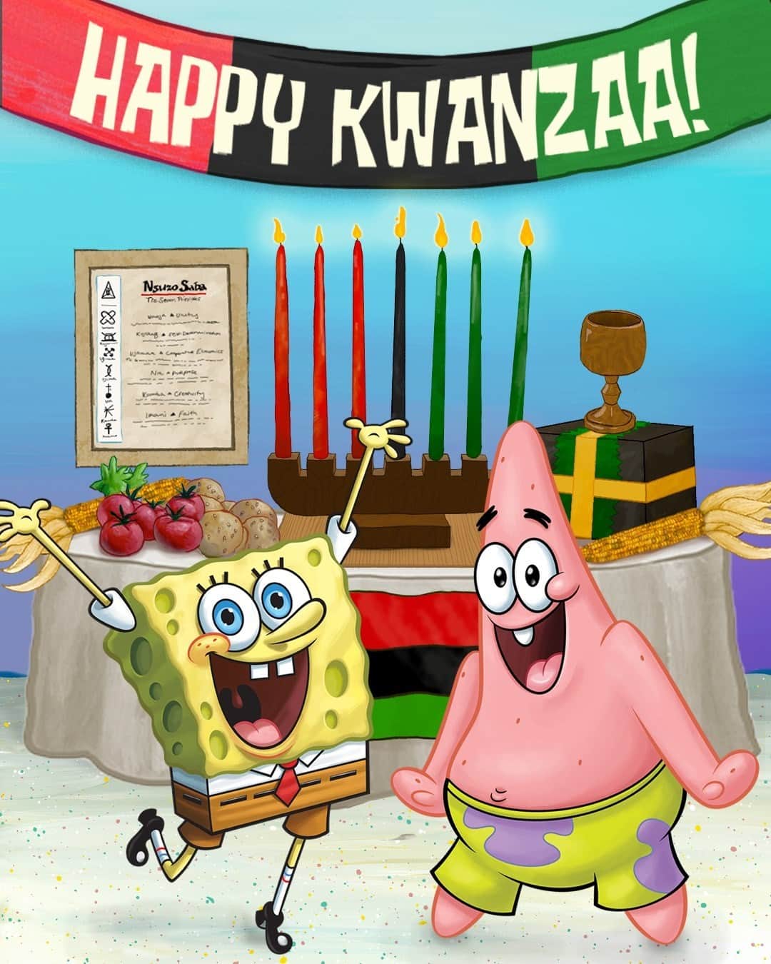 スポンジボブさんのインスタグラム写真 - (スポンジボブInstagram)「sending warm Kwanzaa wishes to all our friends」12月26日 23時21分 - spongebob