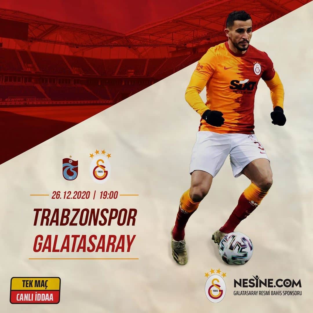 ガラタサライSKさんのインスタグラム写真 - (ガラタサライSKInstagram)「Rakip Trabzonspor, hedef 3 puan!  CANLI İDDAA ile @nesine_com 'da hemen oyna!  Detaylar story'de  ☝️」12月26日 18時14分 - galatasaray
