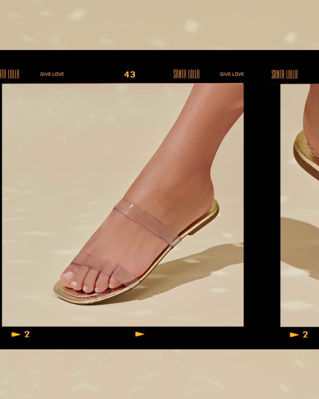 Santa Lollaのインスタグラム：「Com o toque especial do metalizado, essa rasteira garante conforto e estilo imediato, enquanto as tiras em PVC transparente trazem o mood trend e fashion que a gente adora. [ 01F7.2D00.02D5.02C4 • R$99,90 ] #santalollaverao21 #letsparty #shiny #flats」