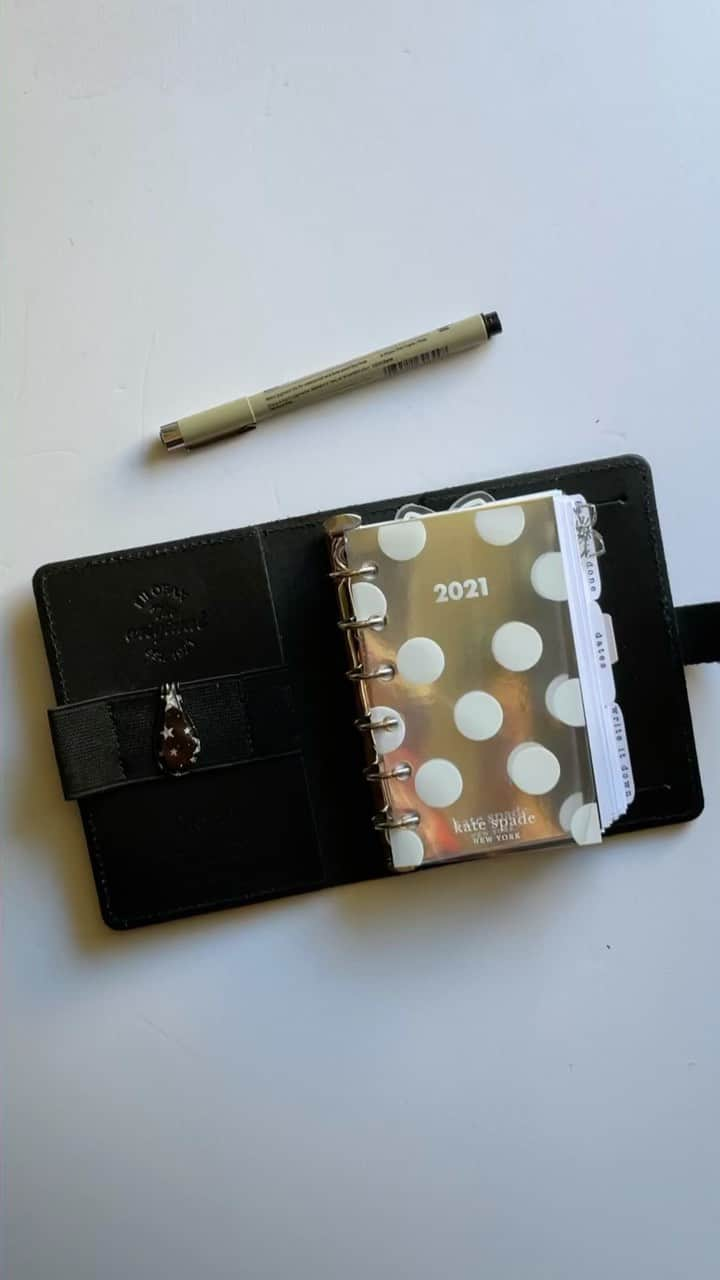 Dara M.のインスタグラム：「A quick flip of my 2021 pocket ring setup in original Filofax. ⭐️ #plannercommunity #filofax #bulletjournal #pocketplanner #2021」