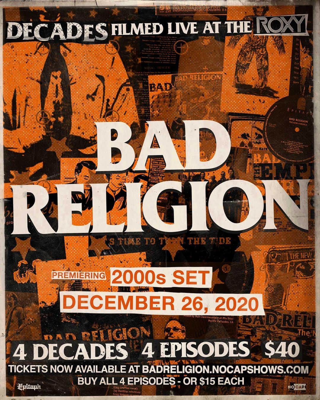 Bad Religionさんのインスタグラム写真 - (Bad ReligionInstagram)「TODAY 2 PM PST! Still time to catch up on the ‘80s & ‘90s before the premiere of the aughts! Ticket link in bio and @nocapshows」12月27日 3時09分 - badreligionband