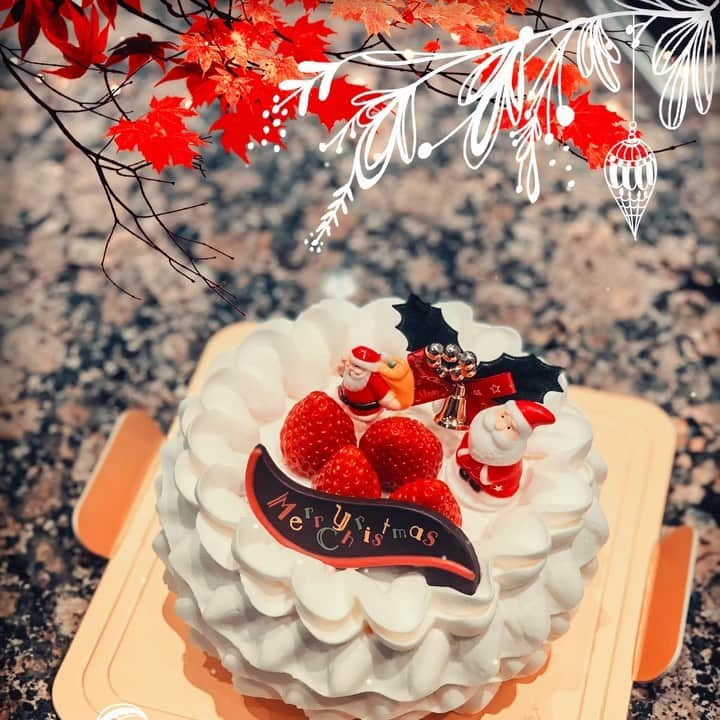 新垣泉子のインスタグラム：「今年のクリスマスケーキ☆  デパ地下に駆け込んで買った クリスマスケーキ☆ 最後尾がはるか遠くにあって驚きましたが、回転の速さはさすがでした！ クリスマスにシフトに入られていたケーキ屋さんの皆さん、お疲れ様でした！！！  私も学生時代はロッテリアのアルバイトでチキンとケーキ売ってたな☆  #クリスマスケーキ #今年は #ブルーフォンセ #周りの生クリームが特徴 #クリスマスのデパ地下を甘く見ていた #でも回転の速さはさすが #お疲れ様でした #おかげさまで  #美味しかったです #サンタが可愛い」