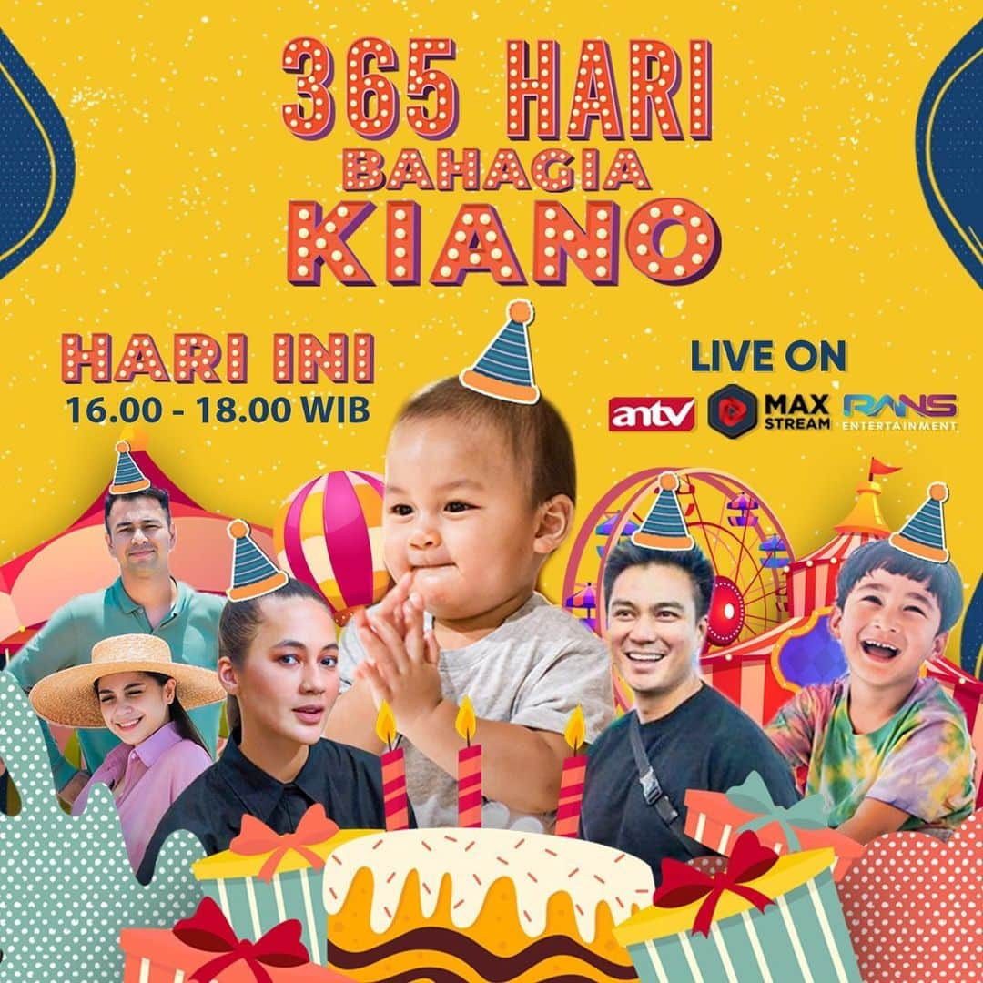 Raffi Ahmadさんのインスタグラム写真 - (Raffi AhmadInstagram)「HARI INI GUYSSS!!!! LIVE Streaming Perayaan 365 Hari Bahagia KIANO 🎉🥳  Siapa yang udah nungguin?? Pokoknya Bakalan seru banget, karna ini adalah perayaan ulang tahun pertama nya Kiano Tiger Wong!!! @baimwong @paula_verhoeven .. akan ada surprise apaa yaaa kira kira buat kiano????   Nonton yaa hari ini LIVE jam 16.00 di @rans.entertainment, @maxstream.tv dan @antv_official.😊」12月27日 17時30分 - raffinagita1717