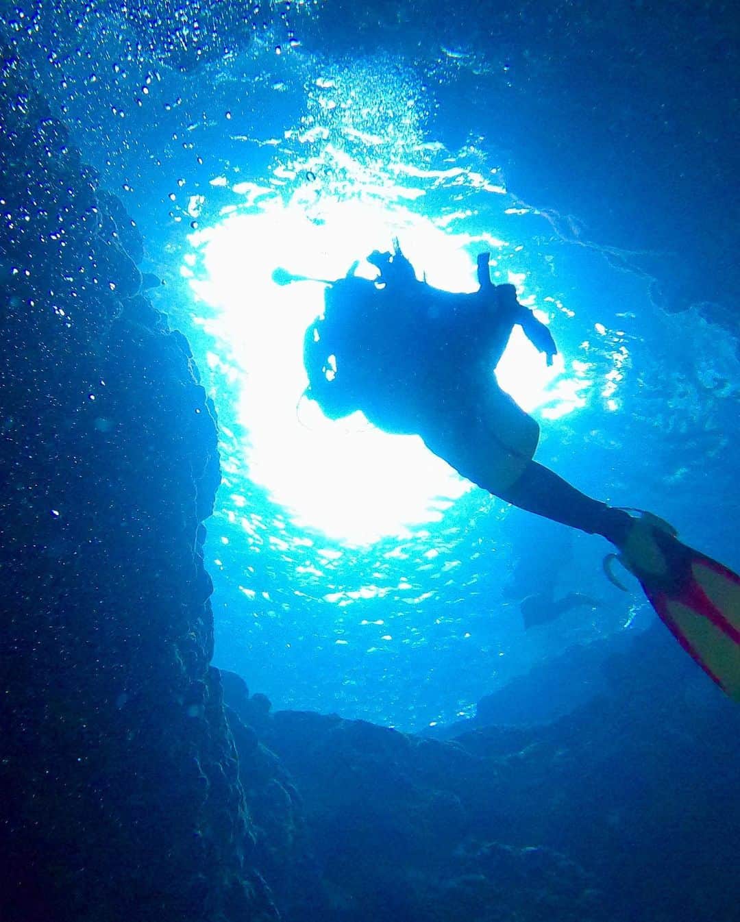 ayuさんのインスタグラム写真 - (ayuInstagram)「My hobby is diving.  Diving on Miyakojima was fun🤿🐠💕 ・ ８月に宮古島行った時は台風で1回しか潜れなかったので今回リベンジ❤️ 天候にも恵まれて気持ちよく潜れました🐠💕 雨降っていても海の深い場所は関係ないけど、洞窟はお天気良い方が光が差し込んで神秘的なんです🌅 明日も明後日もダイビングだから 楽しみ😍 ・ #diving#diving_photography#diver#divingphoto#divinglife#ocean#okinawalife #japan_daytime_view#japantrip #宮古島#伊良部島#旅行#ダイビング#ダイバー#ダイビング女子#ダイビング好きな人と繋がりたい#ダイビング好き#海#宮古島旅行 #水着#宮古島でダイビング#趣味はダイビング#海がだーいすき#海好き女子と繋がりたい  #日焼け止めはバッチリ#何度も塗り直す」12月27日 11時01分 - ayu888ayu