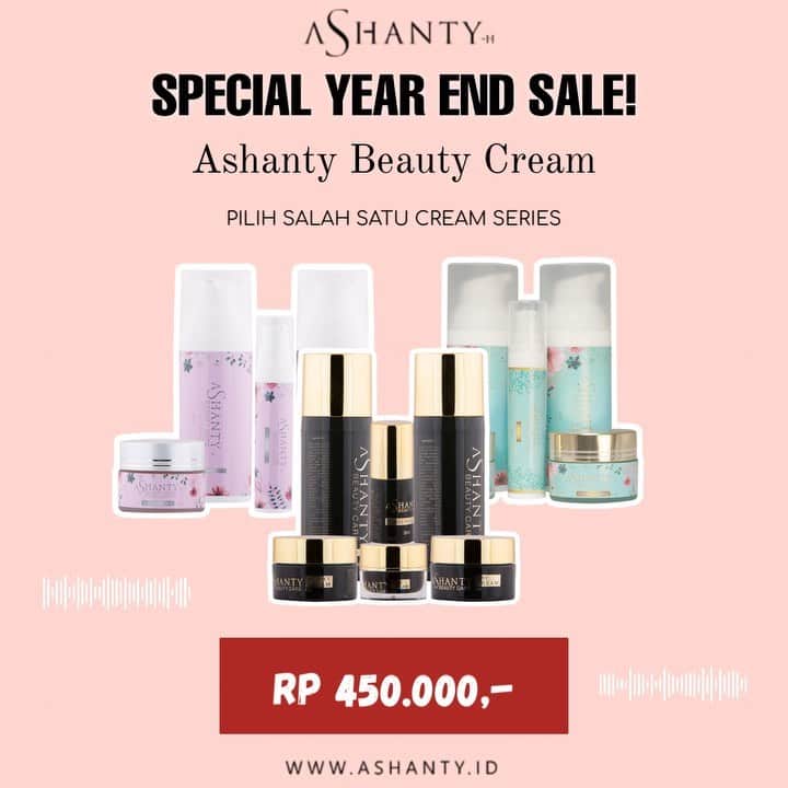 ASHANTY BEAUTY CREAM OFFICIALのインスタグラム：「🎉YEAR END SALE🎉  Special promo akhir tahun Ashanty Beauty Cream hanya Rp 450.000,- (pilih salah satu cream series Whitening, Acne atau Anti Aging) jangan sampai kehabisan, pesan cream perawatan wajah favorite yang sesuai dengan kebutuhan dan kondisi kulit wajahmu dan dapatkan hasil kulit wajah idaman cerah dan glowing. Periode promo 20 - 31 Desember 2020 😍  _________________________________ Informasi dan pemesanan : WA: 081293823950 WA: 085781140354 WA: 081287388885 WA: 087778489900 FAST RESPONS CLICK LINK yang ada di Bio IG @ashantyid  _________________________________ #creamwajag #beauty #cosmetics #brandlocal #skincare #skincarelocal #thehermansyah #beautyvlogger #beauty #kosmetikmahal #ashantyid #keluargaasix #ashantyhermansyah #mua」