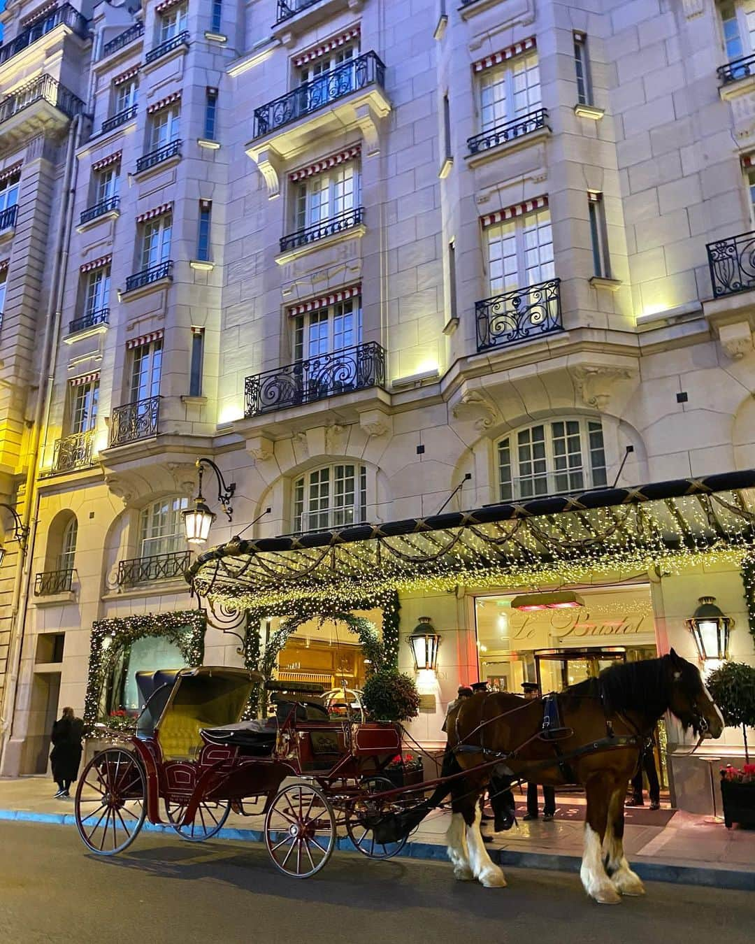 瀧口杏耶さんのインスタグラム写真 - (瀧口杏耶Instagram)「#lebristolparis 🎄 * いつかこの馬車に乗りたい🐴 (お馬さんと自撮りで写真撮ってたら めちゃくちゃ顔に近づいてきてビビり倒した人) * #ルブリストル#パリ旅行#サントノーレ通り#ホテル好き#ホテル巡り#ホテルステイ#パリの風景#パリ街歩き#hotelinparis#lebristol#oetekercollection#palacehotels」12月27日 18時46分 - aya_0429