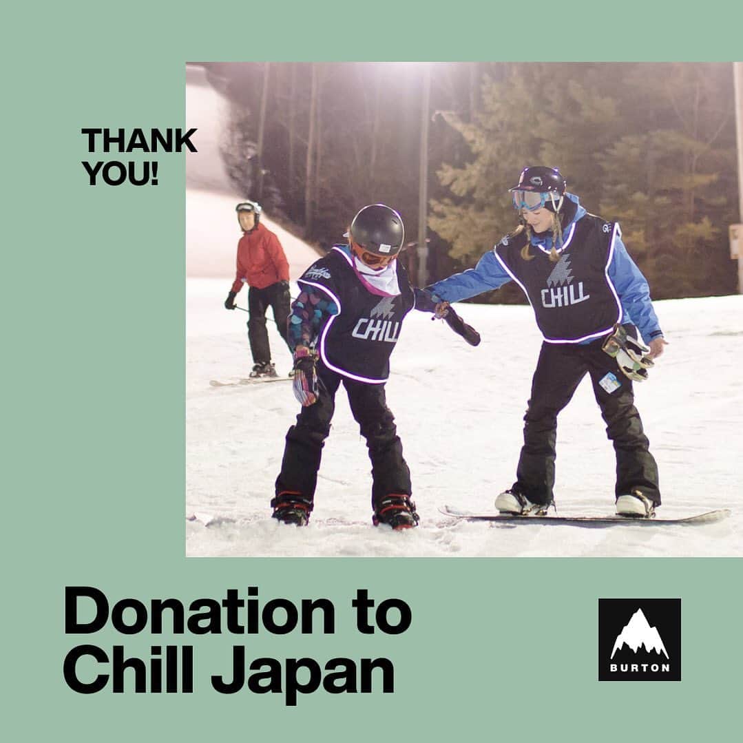 Burton Japanさんのインスタグラム写真 - (Burton JapanInstagram)「先日のBlack Friday / Cyber Mondayセールの売り上げから、¥1,309,283をChill Japanへ寄付いたします。みなさん、ご協力ありがとうございました。 #Chill」12月27日 14時58分 - burtonjapan