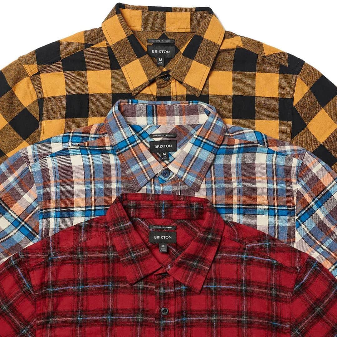 ブリクストンのインスタグラム：「New editions of the Bowery Flannel are here, including sizes up to 3XL.」