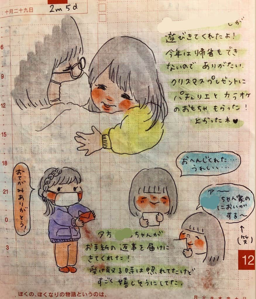 misaのインスタグラム：「#ほぼ日 #ほぼ日手帳  #ほぼ日絵日記 #絵日記 #育児日記 #育児絵日記 #hobonichi  #イラスト #illust #クリーンカラー#4y#4歳」