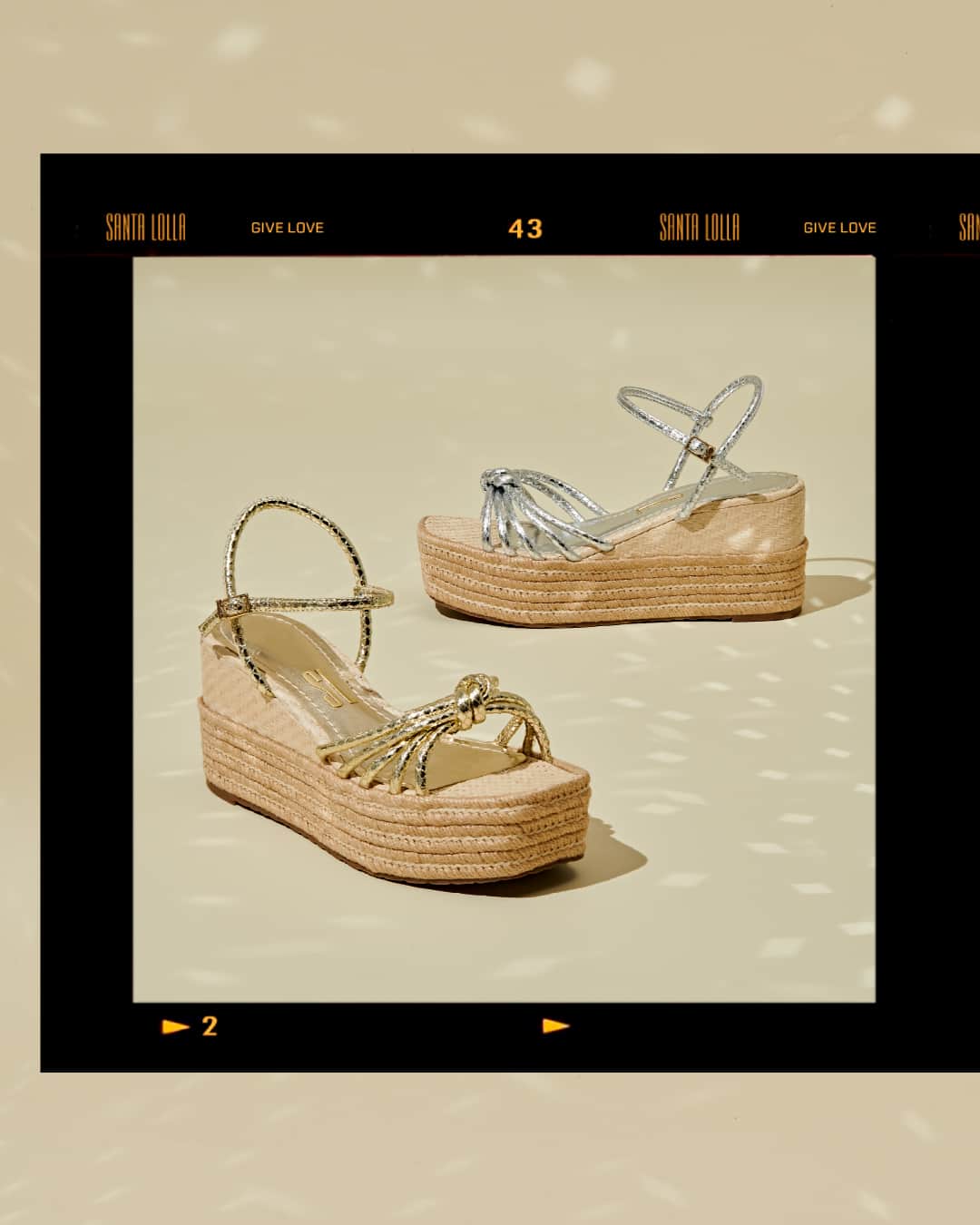 Santa Lollaのインスタグラム：「As sandálias flatform são do tipo tem-que-ter e dessa vez supreendem ao trazer um mix de texturas e tendências que garantem um ar natural e cool ao modelo. É a escolha certeira para quem busca estar confortável e brilhante ✨ [ R$229,90 cada ] #santalollaverao21 #letsparty #shiny #sandals #flatform」