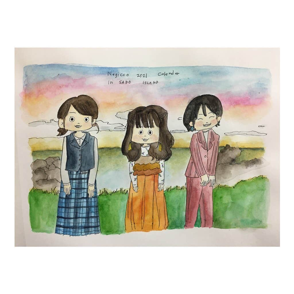 Nao☆ さんのインスタグラム写真 - (Nao☆ Instagram)「Negicco2021佐渡ｶﾚﾝﾀﾞｰｲﾗｽﾄ描いてみました👩🏻‍🎨🌾 とっても素敵なｶﾚﾝﾀﾞｰです🤍 まだ購入してない方は是非に😋!!  #Negicco #描いてみた #佐渡」12月28日 13時23分 - nao_ngc