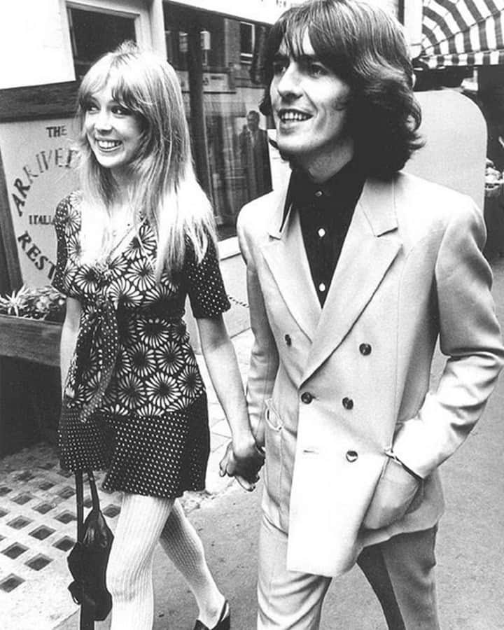 のインスタグラム：「Sundays are for lovers // George Harrison and Pattie Boyd...the woman who inspired "Layla" and other love songs #PAIGEIcon  Source: Pinterest」