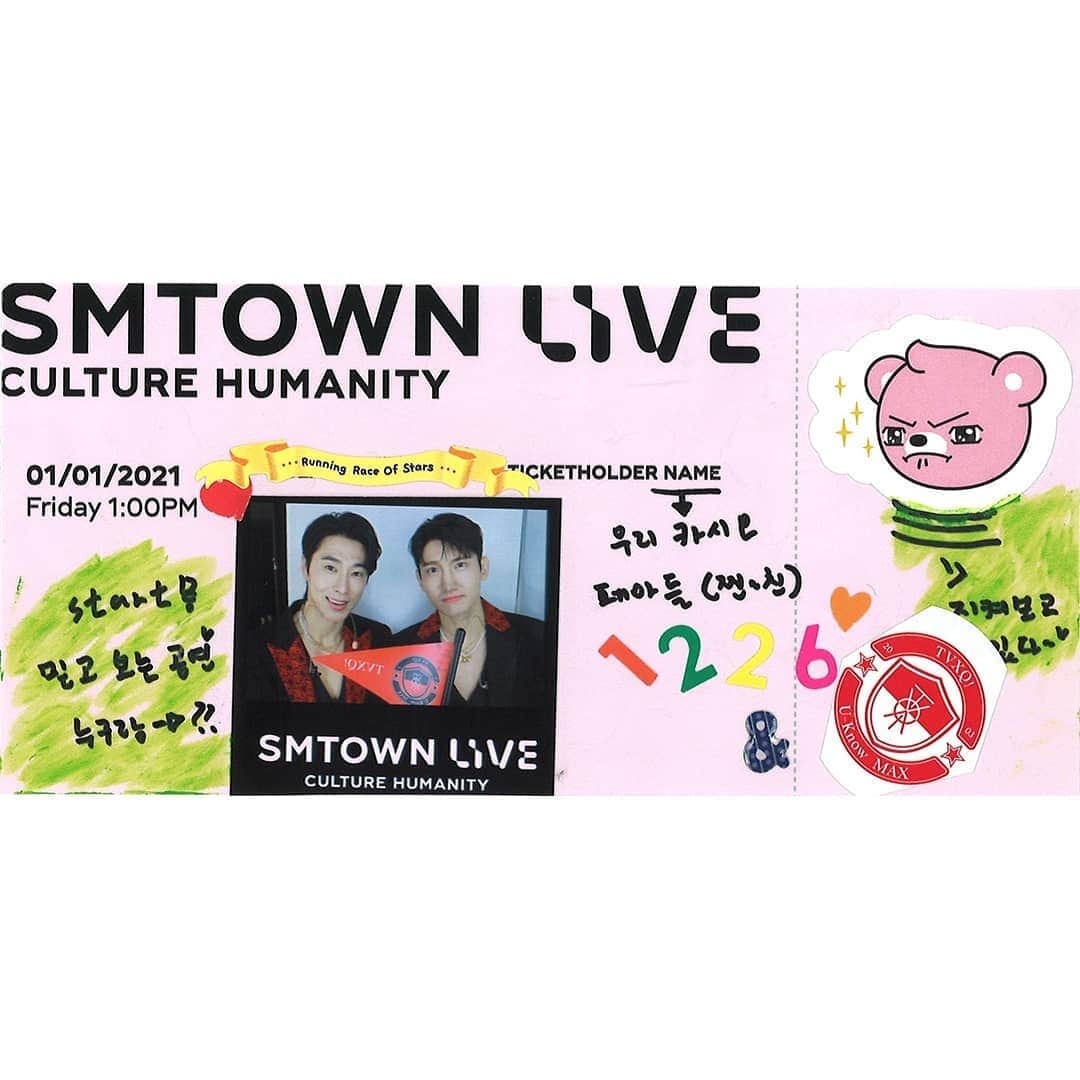 東方神起さんのインスタグラム写真 - (東方神起Instagram)「💌SMTOWN LIVE Ticket from #TVXQ! has arrived!  ➫ 01.01.21 1PM KST ➫ 31.12.20 8PM PST ➫ 31.12.20 11PM EST  #SMTOWN_LIVE_Culture_Humanity #U_KNOW #MAX_CHANGMIN  #SMTOWN_LIVE #SMTOWN」12月28日 22時33分 - tvxq.official