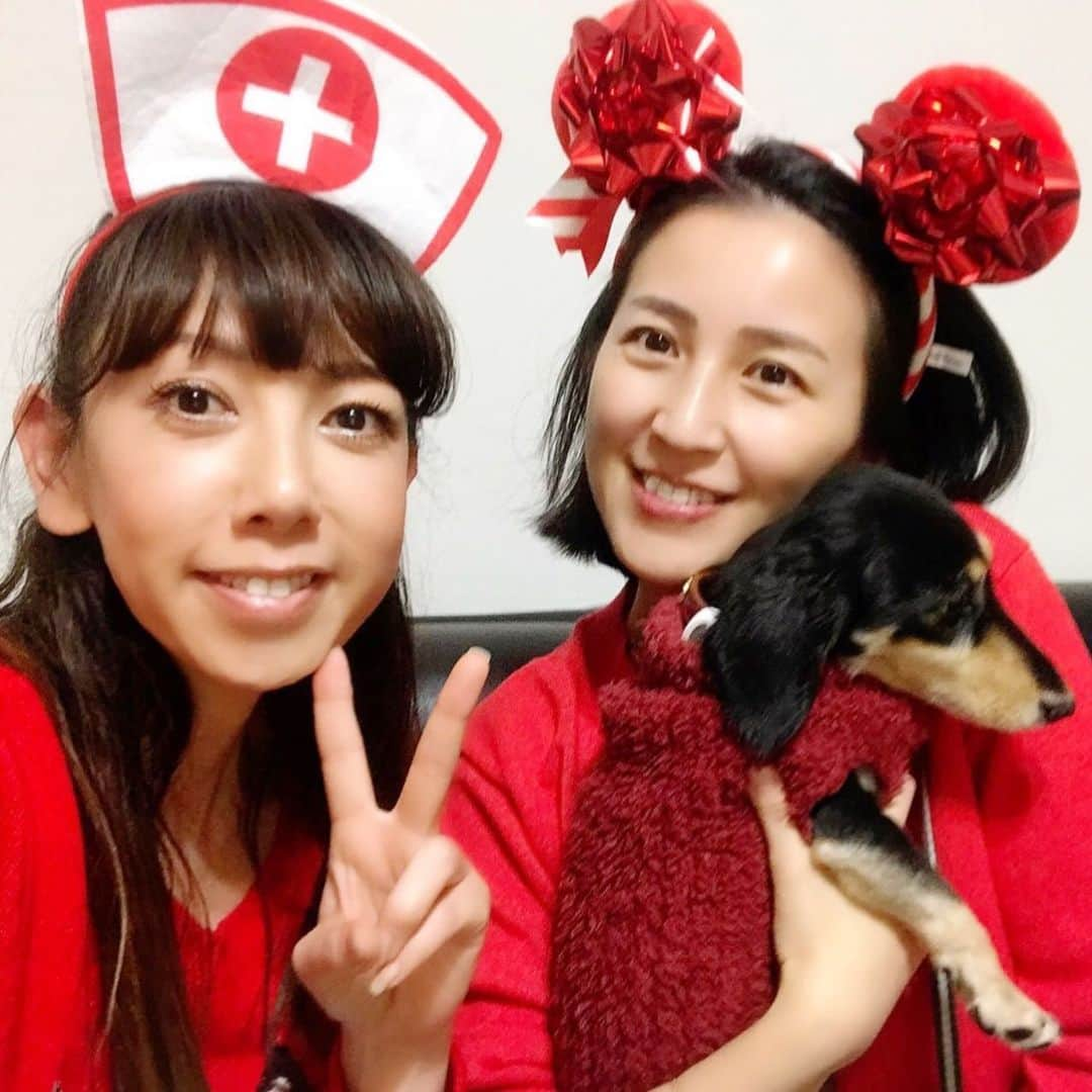 来栖あつこさんのインスタグラム写真 - (来栖あつこInstagram)「なんか間違えてるクリスマス🎄﻿ かたや、確実にハロウィン👻﻿ かたや、確実にディズニー🐹﻿ （クリスマス当日サンタ帽調達に出かけたら、スーパーや百均、全部、正月飾りしか売ってなかった💦だよねー）﻿ ﻿ 既に懐かしさすら感じますが、今年のクリスマスは大先輩の大原がおりさんが我が家にいらっしゃいました😂﻿ まさかの、がおりさんです。﻿ ﻿ 2人で3時間、ふわっちでライブ配信📱✨﻿ 「コケコッコー🐓」の鳴き声、何十回も聞きました🤣﻿ 花火🎆のご開帳、何十回も見ました😅﻿ ﻿ いつも底抜けに明るくて、頭の回転がぐるんぐるんに早い大好きな先輩です♡  YouTubeにもゲストにきてくださったので、これから編集頑張りまーす！﻿ ﻿ ﻿ #大原がおり　#大原かおり　さん﻿ #ミニスカポリス﻿  #リス顔 #猫顔 #たぬき顔 #アヒル口﻿ #atsukokurusu #来栖あつこ ﻿ #YouTuber #YouTube ﻿ 動画の中でも #やっぱりひかる私のオデコ #オデコレ﻿ YouTubeで #VLOG 📹﻿ #動画クリエーター」12月28日 18時57分 - atsukokurusu