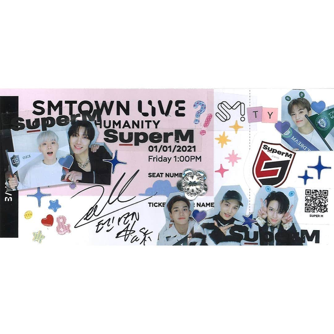 SuperMさんのインスタグラム写真 - (SuperMInstagram)「💌SMTOWN LIVE Ticket from #SuperM has arrived!  ➫ 01.01.21 1PM KST ➫ 31.12.20 8PM PST ➫ 31.12.20 11PM EST  During this difficult time of COVID 19, enjoy the SMTOWN LIVE “Culture Humanity” that will encourage and cheer you up for free all around the world.   코로나 19로 힘든 시기, 서로를 격려하고 위로하는 SMTOWN LIVE “Culture Humanity” 전 세계에서 무료로 즐겨요.  #SMTOWN_LIVE_Culture_Humanity #TAEMIN #BAEKHYUN #KAI #TEN #MARK #LUCAS  #SMTOWN_LIVE #SMTOWN」12月28日 22時59分 - superm