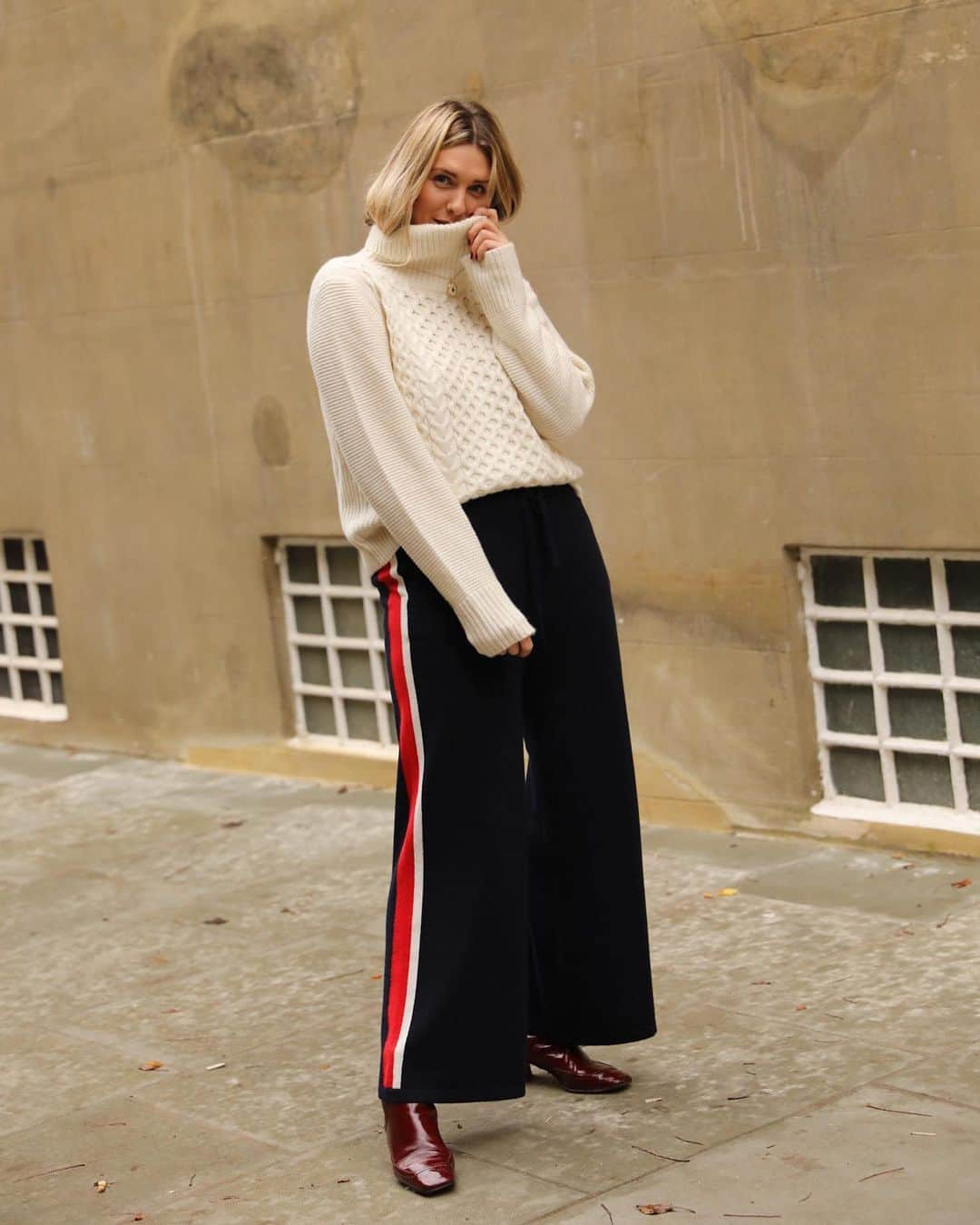 The Outnetのインスタグラム：「Give the frosty weather a cold shoulder by wrapping yourself in the coziest cashmere - just like @clairemenary.  Shop your favorite Instagram links, just visit the link in bio」