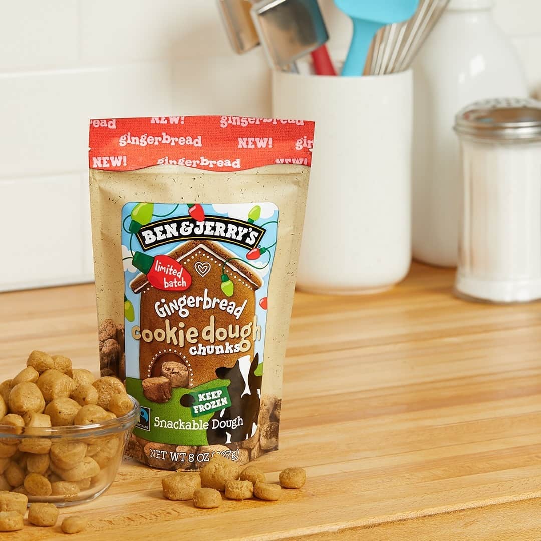Ben & Jerry'sのインスタグラム：「Why yes, it is still gingerbread season. Funny you should ask.⁠ ⁠ Find Limited Batch Gingerbread Cookie Dough Chunks and more near you at the link in our bio!」