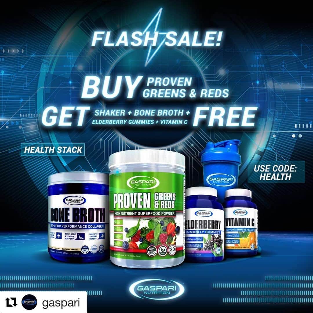 Hidetada Yamagishiさんのインスタグラム写真 - (Hidetada YamagishiInstagram)「#Repost @gaspari with @get_repost ・・・ ⚡️Flash Sale: Day 2⚡️ Today only, purchase a Proven Greens and Reds, and get Bone Broth, Elderberry Gummies, Vitamin C and a shaker for FREE!  Head to Gaspari Nutrition.com, add all of the products to your cart and use coupon code “HEALTH” at checkout 💪 #Gaspari #Proven #GaspariNutrition #TeamGaspari #Bodybuilding #Fitness #Workout #Exercice #Healthy #RichGaspari #BoneBroth #Collagen #KetoFriendly #Elderberry #VitaminC」12月29日 3時37分 - hideyamagishi