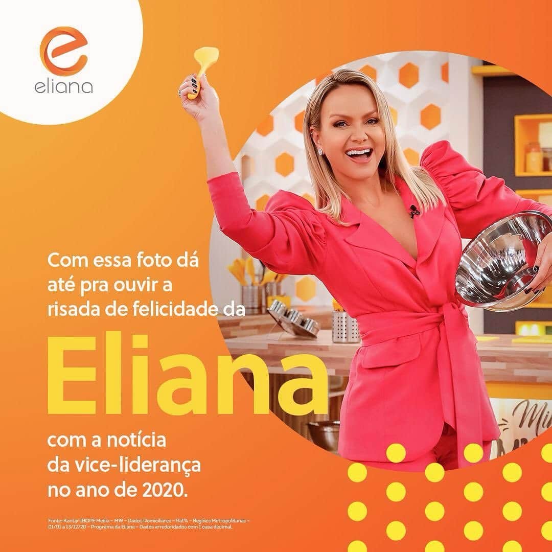 Eliana Michaelichin Bezerraのインスタグラム：「Que alegria!! Agradeço às famílias do Brasil que escolheram passar às tardes de domingo ao nosso lado! MUITO OBRIGADA!! Ano que vem tem mais🥰」