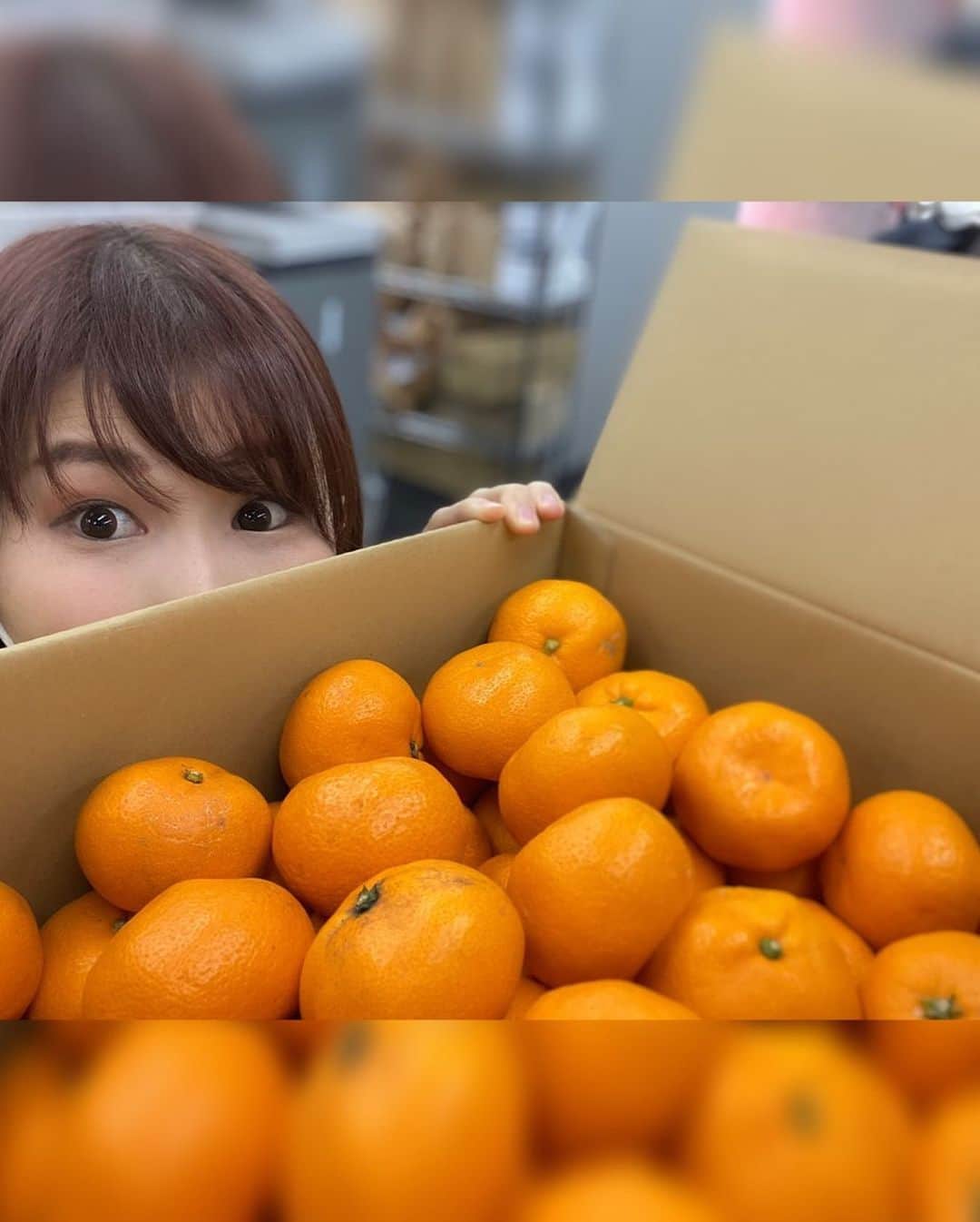 のインスタグラム：「たくさんのみかんをいただきました🍊✨  感謝の気持ちを表現しようと、 アナウンス部のメンバーに写真撮影を依頼。 「みかんでボケるか、普通にポーズをとってくださ〜い😊」 と言ったら各々頑張ってくれました😂  とっても甘いみかんで、みんなで美味しくいただきました😊  #櫻井和明 #吉岡秀樹 #和泉義治 #海野紀恵 #村上幸政 #森田絵美 #田中千尋 #深田幹規 #岡本桃香  #アナウンス部 #みかん #山梨県 #山梨 #yamanashi #甲府 #アナウンサー #ラジオパーソナリティ #ラジオパーソナリティー #ラジオ #radio #radiko #山梨放送 #ybsラジオ #小松千絵 #山梨スピリッツ #山梨スポーツ #スポーツ好き」