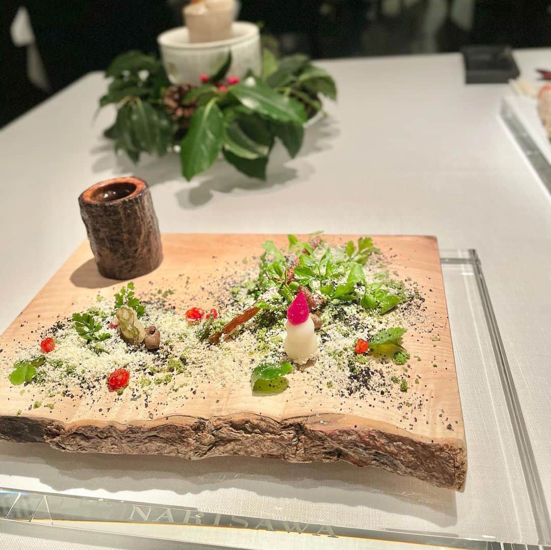 下田奈奈さんのインスタグラム写真 - (下田奈奈Instagram)「*﻿ 全てのお料理が本当においしくて細部まで﻿ 盛り付けやストーリーも凝ってて感動…🌳🐿🌲🌰 ﻿ ﻿ 🍶と🍷mixのペアリングも幸せだった〜🤍 ﻿ ﻿ #narisawa ﻿ #青山レストラン ﻿ #クリスマスディナー ﻿ #クリスマスディナーコース ﻿ #日本酒とワインのペアリング #イノヴェーティブフュージョン」12月29日 15時20分 - shimodanana