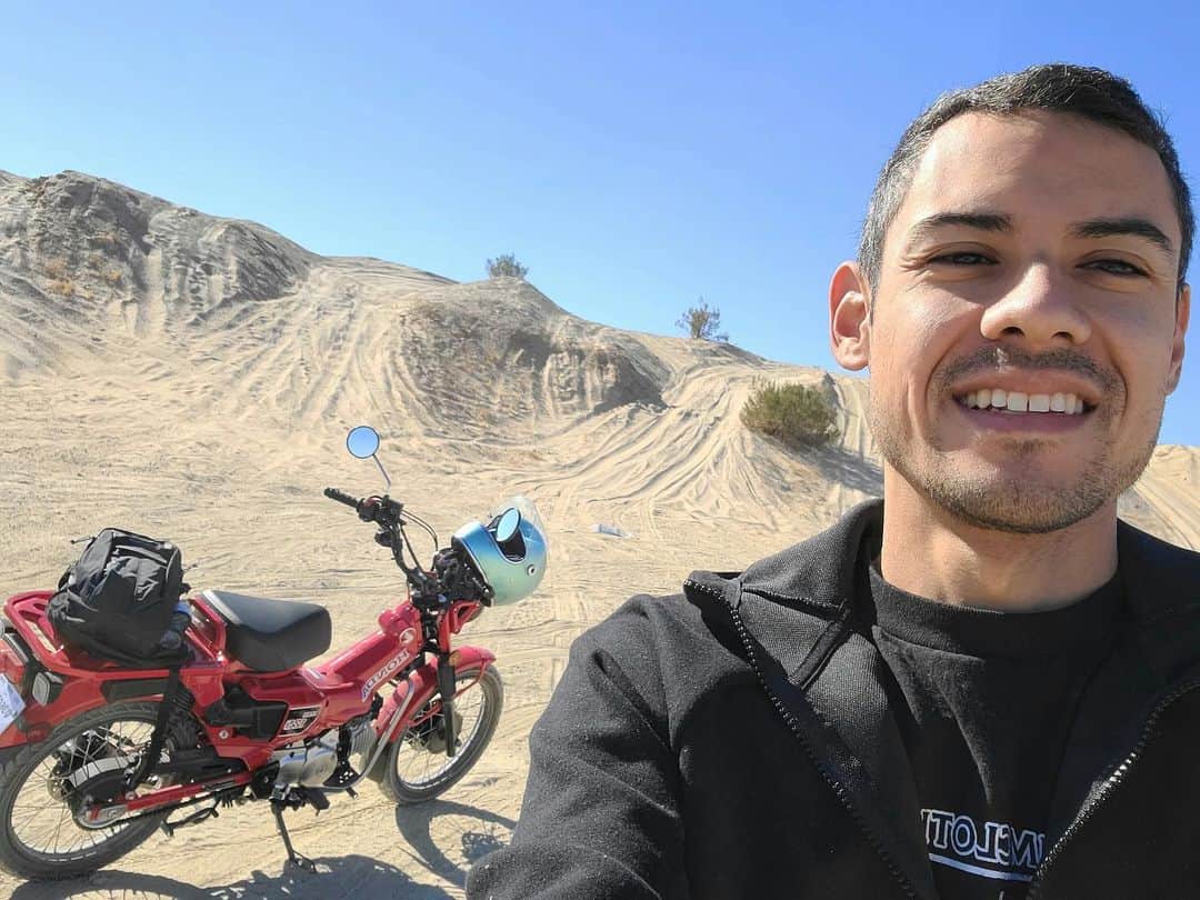 Honda Powersports USさんのインスタグラム写真 - (Honda Powersports USInstagram)「In this #ConnectedByRiding post, celebrating our diverse Powersport Community and love of riding, we get to know Ryan Joseph Perez, a Filmmaker/ Skateboarder/Power Plant Operator who recently picked up a 2021 Trail 125.  Home: Niland, California  Ride: 2021 Trail 125  Favorite thing about Powersports: “The abundance of friendly riders and free spirits. I have an appreciation for smaller engines and a retro style of older machines with more character.”  Parting shot: “Dare to dream. Anything you want in life can happen if you never give up and stay consistent!”  To propose a #ConnectedByRiding candidate (including yourself) post a pic and use the hashtag.」12月30日 1時55分 - honda_powersports_us