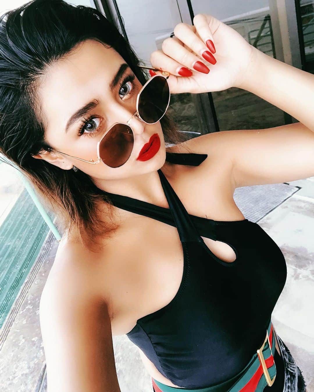 Candy のインスタグラム：「これはこれで好き？1年くらい暗くしてたときもありましたね🤔個人的にはエロくて好き🥰 #グアム　#guam  #beach #sea #海外　#外タレじゃないよ」