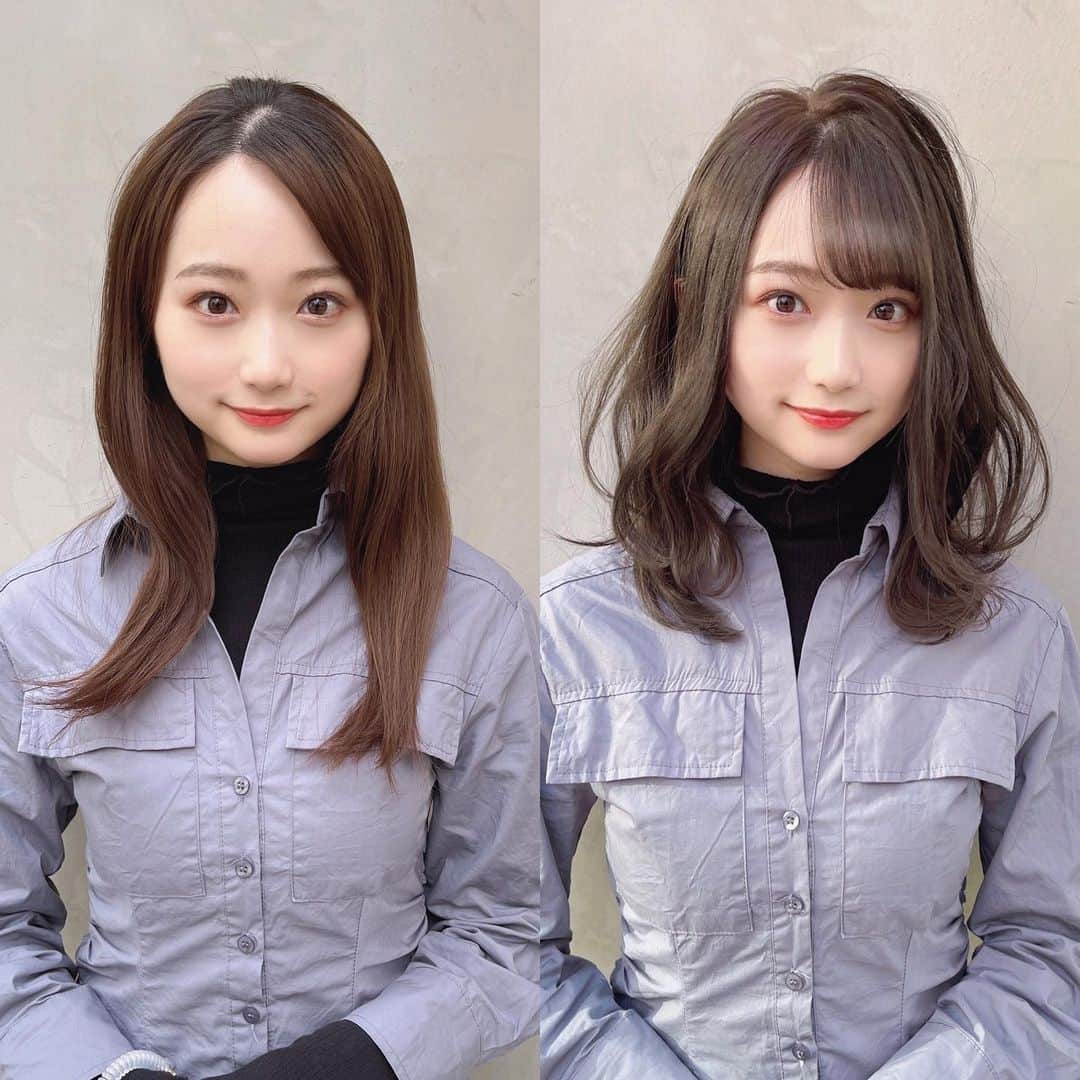 及川天和さんのインスタグラム写真 - (及川天和Instagram)「今年最後のビフォーアフター！💇‍♀️✨スライド →→→ #カットカラー　で大変身✨ 可愛いヘアスタイルは前髪とカラーできまる！  オリーブカラーは暗いけど 明るく見えてオフィスや学校でも 使えるカラーリングです。  髪型はひし形にらみえるように ばっさり5センチカットしました！  敷居は高くありません。  こだわった カットで似合わせます！🙇‍♂️✨  いつも見ていただき ありがとうございます🦖✨」12月29日 22時29分 - tenhouo
