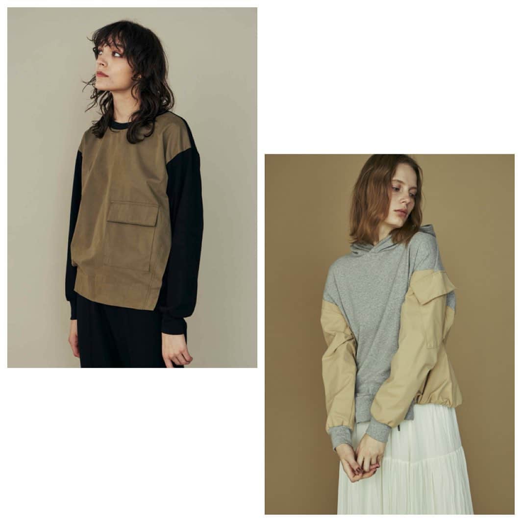 のインスタグラム：「✔️BI COLOR SELECTION ﻿ ————————————————————﻿ ﻿ 冬から春にかけて使いたい、﻿ バイカラーアイテムをコーデの主役に。﻿ ﻿ ﻿ ■バイカラーフーディー﻿ ¥5,400+tax﻿ ﻿ 1枚で決まる、異素材使いの配色デザインパーカー。﻿ ﻿ すっきりとしたサイズ感なので、﻿ パンツでもスカートでも合わせやすく着回し力抜群。﻿ ﻿ 今の季節はアウターと合わせて、﻿ 春には1枚でロングシーズンご着用頂けます。﻿ ﻿ ﻿ ﻿ ■バイカラーBIGポケットTOPS﻿ ¥5,400+tax﻿ ﻿ 異なる2色の配色と素材が組合わさったバイカラーが特徴のトップスです。﻿ ﻿ フロント片側には大き目のポケットがアクセントに。﻿ ﻿ 一枚でも、コートやジャケットのインナー使いにもおすすめのアイテムです。﻿ ﻿ ﻿ ————————————————————﻿ #COTORICA. #fashion#coordinate#onlinestore#instafashion#instagood#markstyler#2020aw#コトリカ#ママコーデ#ママファッション#プチプラコーデ#プチプラファッション#今日のコーデ#バイカラー#バイカラートップス#フーディー#パーカー#ドルマンシャツ」