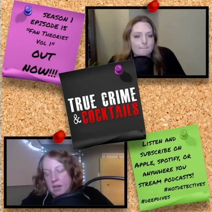のインスタグラム：「Fan Theories Volume 1 of @truecrimeandcocktails is streaming now! @unsolvedchristy never stops surprising me with the goods, even in a fan theory episode! Stream now, everywhere!」