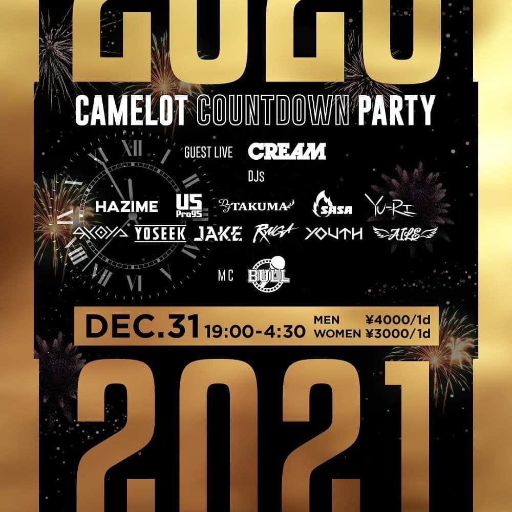 DJ HAZIMEさんのインスタグラム写真 - (DJ HAZIMEInstagram)「12/31/2020🇯🇵 “Camelot Countdown Party” @club_camelot  #tokyo #shibuya #camelot」12月30日 11時59分 - djhazime