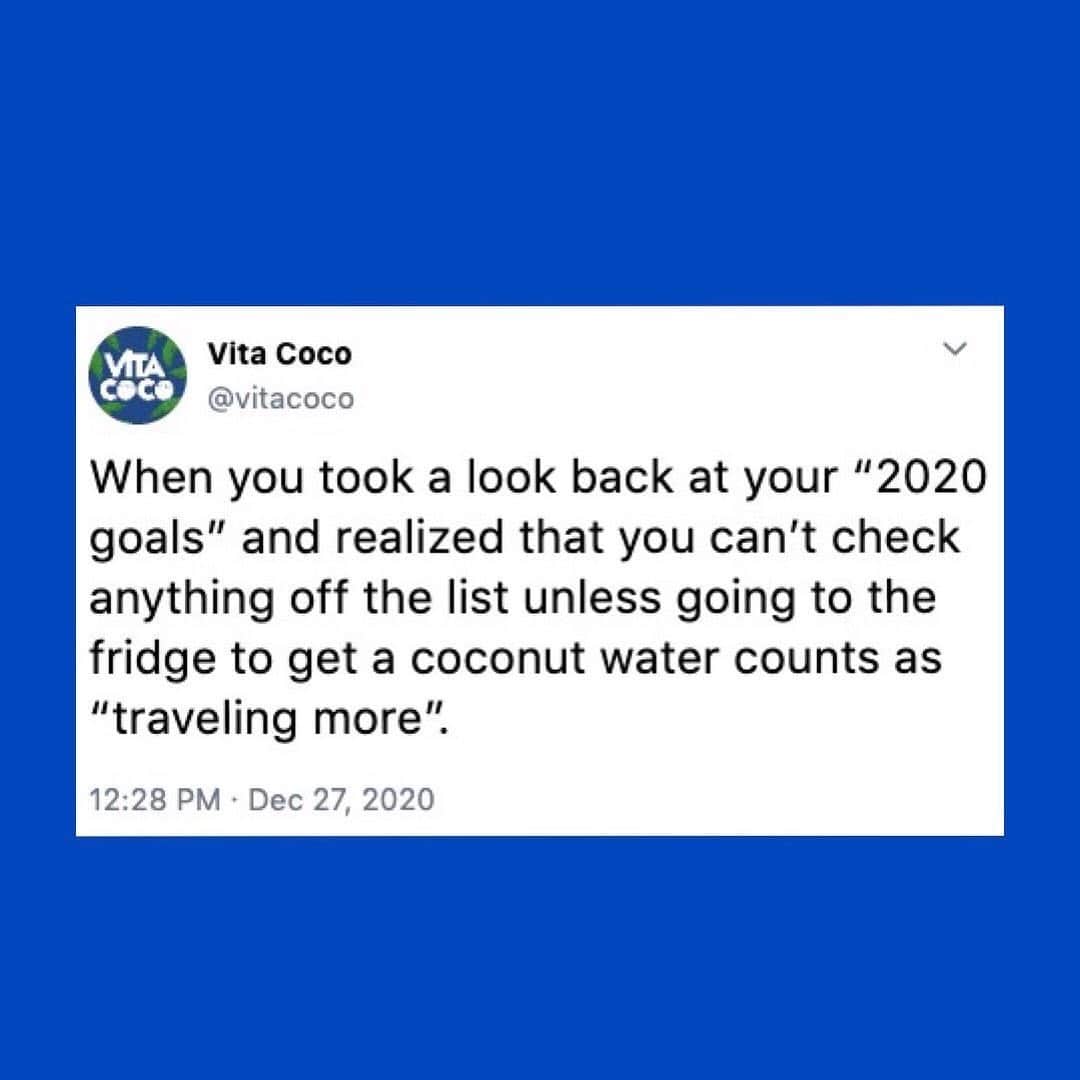 Vita Coco Coconut Waterさんのインスタグラム写真 - (Vita Coco Coconut WaterInstagram)「If it was a normal year, the holidays alone (buying last minute gifts, extra time with your in-laws, questions from your mom about your relationship status) might drive you a bit...crazy. But 2020 was anything but normal. We had to navigate staying at home, working from home, working out at home, while trying to stay sane. So, in celebration of this crazy year winding down, we wanted to highlight some top moments from 2020 where we thought, "damn, I need a coconut water*"   *alternates for coconut water include: an afternoon beer, a 7-hour nap, my Zoom to work, wine, a haircut, a shot of tequila, human interaction because I've only talked to my dog for a week.」12月30日 11時20分 - vitacoco
