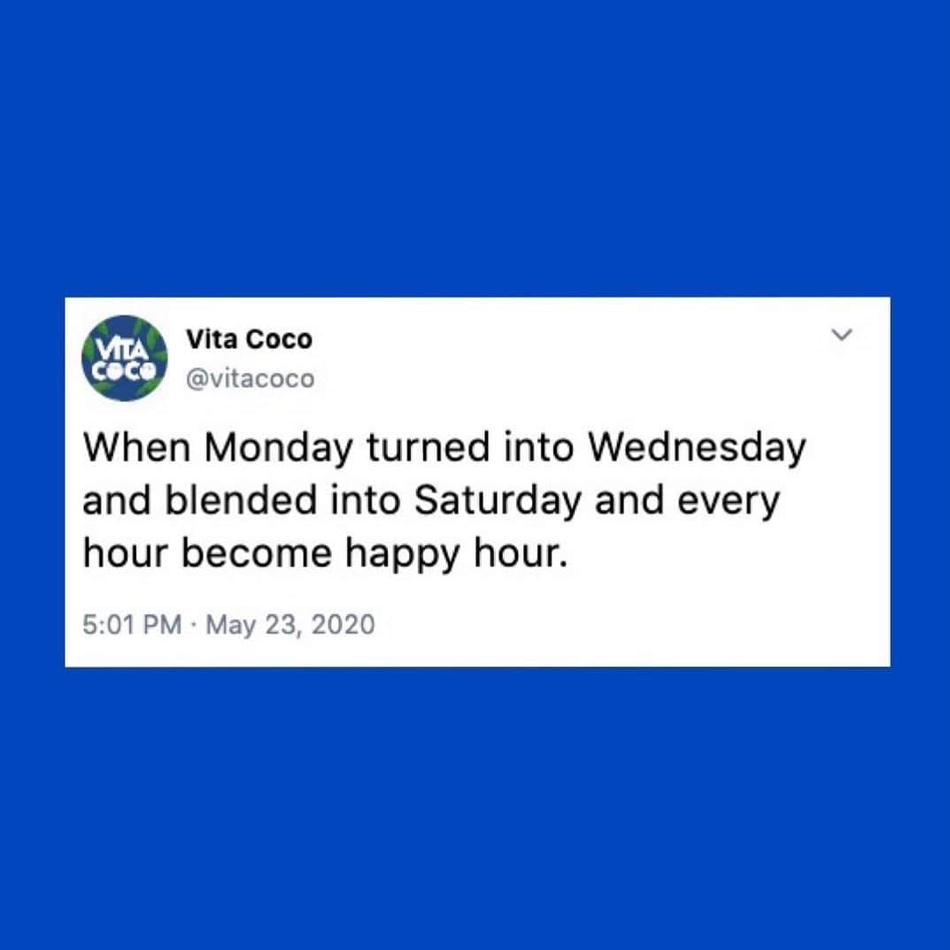 Vita Coco Coconut Waterさんのインスタグラム写真 - (Vita Coco Coconut WaterInstagram)「If it was a normal year, the holidays alone (buying last minute gifts, extra time with your in-laws, questions from your mom about your relationship status) might drive you a bit...crazy. But 2020 was anything but normal. We had to navigate staying at home, working from home, working out at home, while trying to stay sane. So, in celebration of this crazy year winding down, we wanted to highlight some top moments from 2020 where we thought, "damn, I need a coconut water*"   *alternates for coconut water include: an afternoon beer, a 7-hour nap, my Zoom to work, wine, a haircut, a shot of tequila, human interaction because I've only talked to my dog for a week.」12月30日 11時20分 - vitacoco