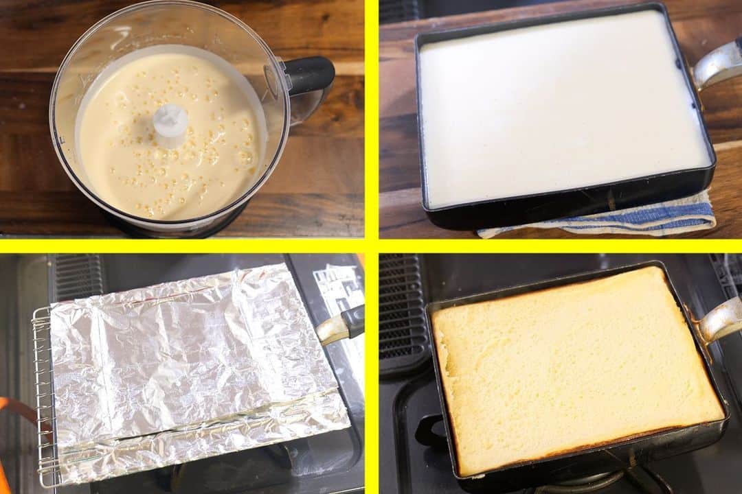 かっちゃんねるさんのインスタグラム写真 - (かっちゃんねるInstagram)「まだ間に合う簡単おせち😋🎍﻿ ﻿ 「伊達巻（かない）」﻿ ﻿ （１５✕１８ｃｍ　卵焼きフライパン使用）﻿ ・はんぺん　　　　　　１００ｇ（１枚）﻿ ・砂糖　　　　　　　　大さじ３﻿ ・みりん　　　　　　　大さじ２﻿ ・醤油　　　　　　　　小さじ１／３﻿ ・卵　　　　　　　　　４個﻿ ﻿ ◎卵焼き器より一回り大きな網などにアルミホイルを巻きつけて蓋を作り、片面に油を塗っておく。﻿ ﻿ →材料をフードプロセッサーに入れ、滑らかになるまでフードプロセッサーにかける。﻿ ﻿ →卵焼き器を中火で温めたら薄くサラダ油を塗り、濡れ布巾の上において合わせた材料を流し入れる。﻿ ﻿ →作った蓋をかぶせて、ごく弱火で１０分焼く。﻿ ﻿ →火の外側がフライパンの縁にくるように右側にずらして５分焼く。﻿ ﻿ →反対の縁に火の外側がくるように左側にずらして５分焼く。﻿ ﻿ →蓋と生地の間にヘラなどを入れてゆっくり取ったら、バットなどに取り出して粗熱を取り、縁を切り落とす。﻿ ﻿ →高さに合わせて２ｃｍ正方形にきったら、市松模様になるように生地を交互にかえしてお皿に盛り付ける。﻿ ﻿ 卵焼き器で巻かずに簡単に作れて、口当たりの良い生地が美味しいレシピです😋✨﻿ ﻿ 我が家は伊達巻がおせちで一番人気で毎年多めに作るのですが、今年は巻かずに鬼滅の刃っぽく市松模様にしてみました👋﻿ ﻿ 切れ端の部分も手巻き寿司の具材にしたり、刺身の盛り合わせの一品にしても美味しく食べれますよ〜👍﻿ ﻿ #おせち #おせち料理 #伊達巻 #卵 #正月 #年末年始 #鬼滅の刃 #料理 #レシピ #おうちごはん #かっちゃんねる #かつ活」12月30日 11時40分 - kattyan1011