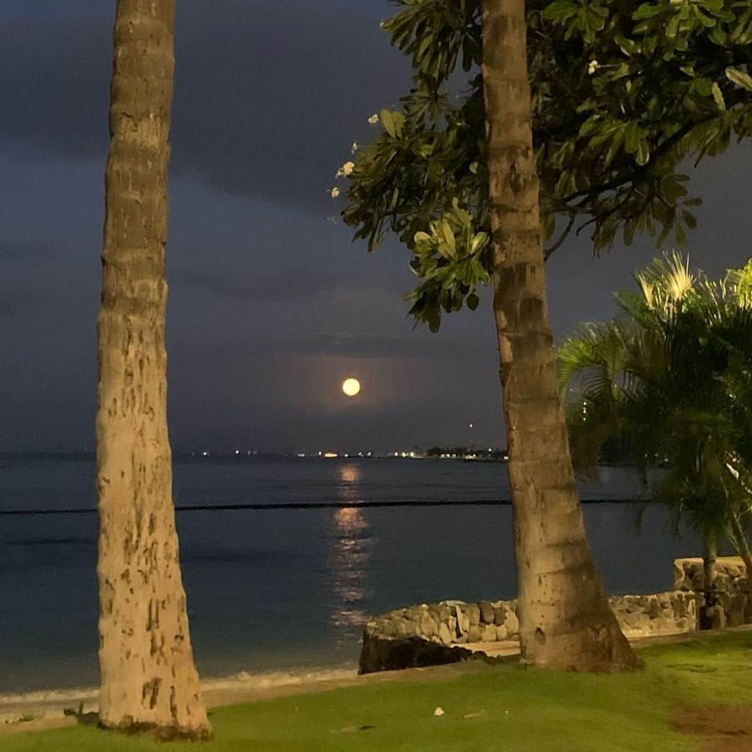 飯島寛子さんのインスタグラム写真 - (飯島寛子Instagram)「Good morning from Waikiki. まもなく月が沈みます。6:38am #fullmoon #満月　#ワイキキ #朝活　#ハワイライフ　#ウォーキング」12月30日 3時18分 - hirokoiijima