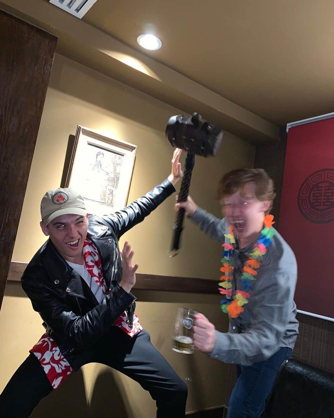 のインスタグラム：「Breaking Ground will be postponed this week due to the holidays and the gods demanding sacrifice. In return, please enjoy this photo from a time before Covid where the mead floweth and hammers were swung freely in pagan merriment.」