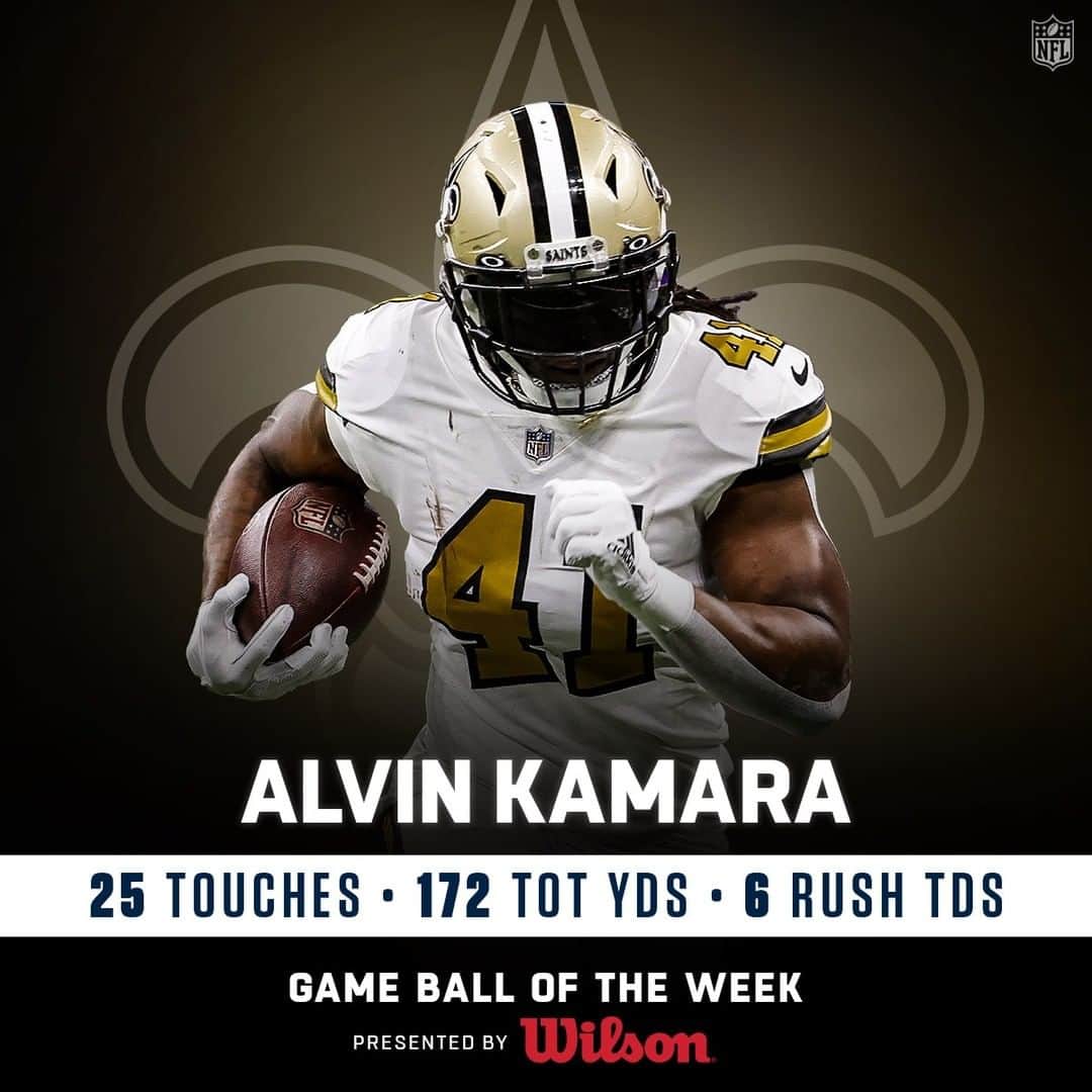 NFLさんのインスタグラム写真 - (NFLInstagram)「The game ball of the week goes to @saints RB @alvinkamara!」12月30日 4時30分 - nfl