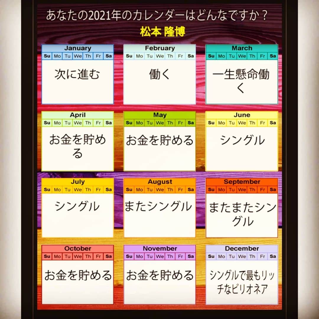松本隆博のインスタグラム：「。 なんじゃこりゃ、、 来年はほんま、、、  令和三年匍匐前進の年だな (｡･о･｡)|(￣3￣)|  …にしてもシングルはゴルフ なら嬉しいけどやー💦  ほんまいつまでシングルや シングルベ～ル♪ シングルベ～ル♪ 年を越す～(*Ü*)」