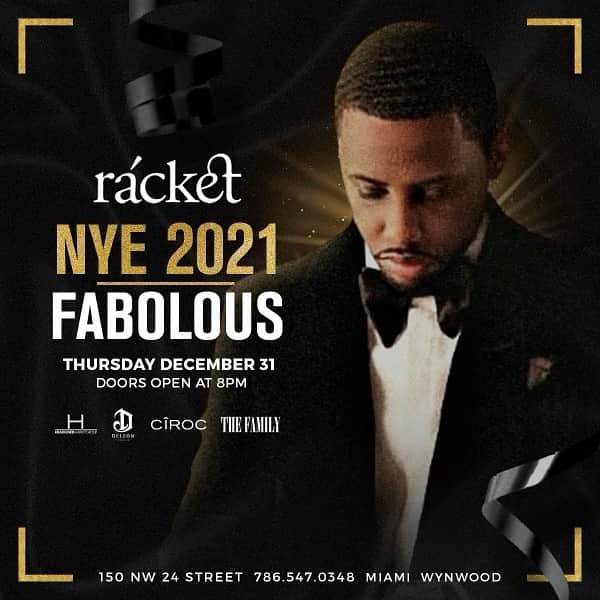 ファボラスのインスタグラム：「M I A M I   N Y E   r á c k e t   BALL DROP vibes...  Brought to by @headlinerworld  Get Tickets ~> http://FabolousNYE2021.Eventbrite.com」