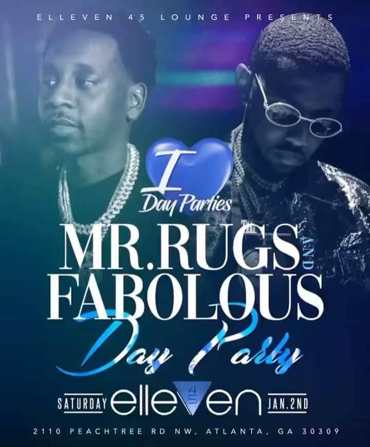 ファボラスのインスタグラム：「A T L   S A T U R D A Y   E L L E V E N  4 5   Day Party this Saturday wit my brother @mrrugs」