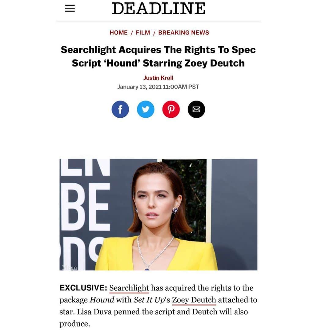 ゾーイ・ドゥイッチのインスタグラム：「i know what you’re all thinking and the answer is yes. @maybelledannydeutch is still going to have to audition normally like every other hound who wants the part. (so excited about this!!) 🐕」