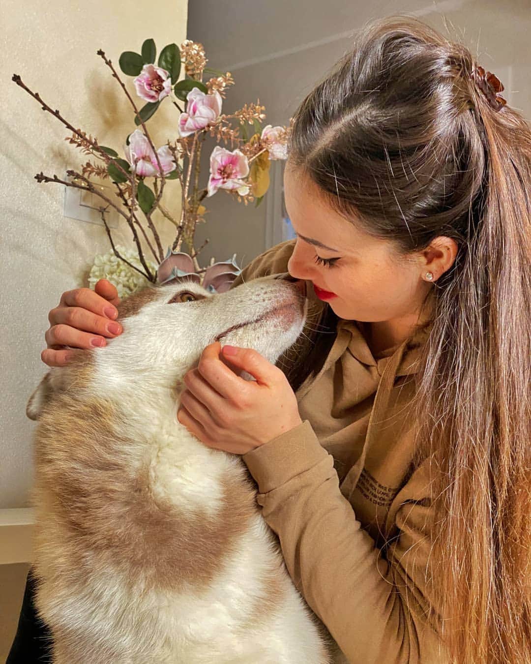 バネッサ・フェラーリのインスタグラム：「Parlami di te...❣️🥰🐕  #husky #huskylove #taiga #vanessaferrari」