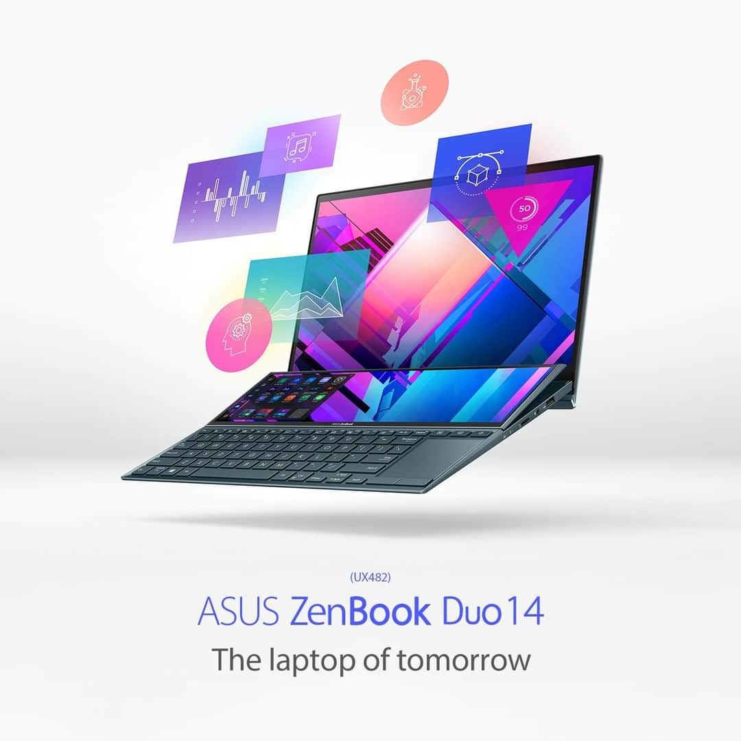 ASUSさんのインスタグラム写真 - (ASUSInstagram)「Introducing the world’s thinnest and lightest 14" laptop with a secondary display: #ASUS #ZenBook Duo 14 (UX482) is powered by the latest 11th Gen Intel® Core™ processor with Intel® Iris® Xe graphics. Not only is it powerful, but it also lets you easily become a master of multitasking! #CES2021 #BeAhead」1月14日 5時00分 - asus